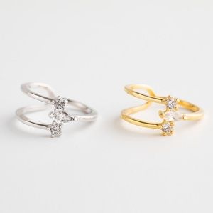 Minimalist Fashion Ring 18K Gold Plated And Rhodium Plating Fashion with CZ